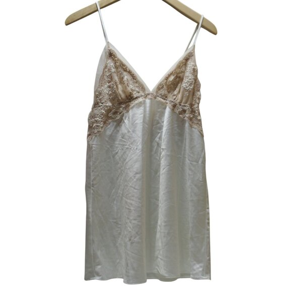 Flora Nikrooz Chemise White Gold Lace Womens Small Camisole Slip Bridal Wedding - Picture 1 of 4